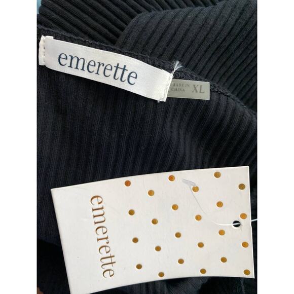 Emerette Womens Black Ribbed Spaghetti Strap Bodysuit NEW Size XL - Picture 7 of 10